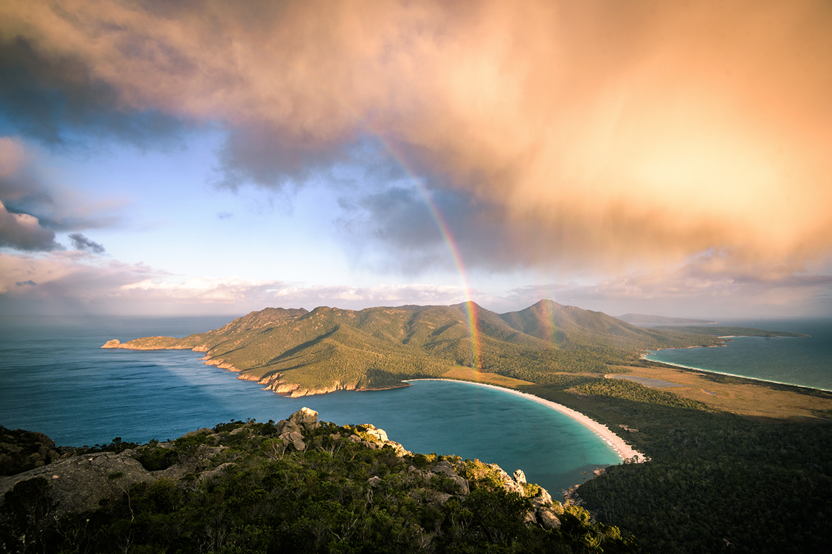 Storm clouds passing by Mount Amos, Tasmania